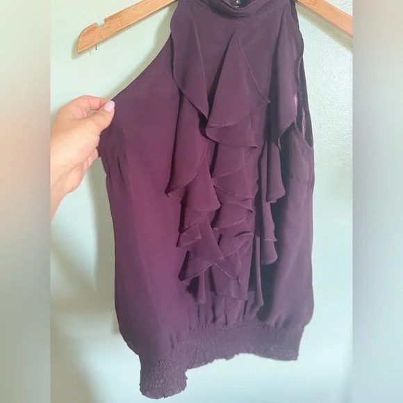 Chic Plum Ruffle Blouse - Picture 4 of 6